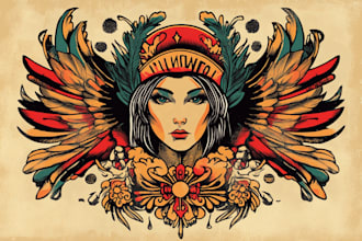 create awesome traditional tattoo style design