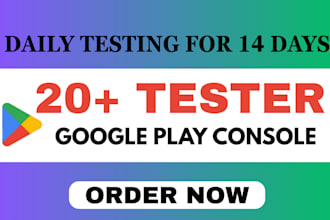 provide 25 tester for google play store for 14 days closed testing play console