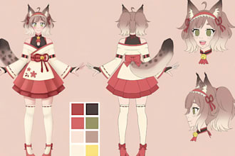 draw anime art character reference sheet vtuber model commission reference sheet