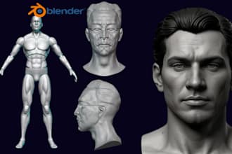 do 3d head model zbrush face sculpt full body model 3d bust stl file printing