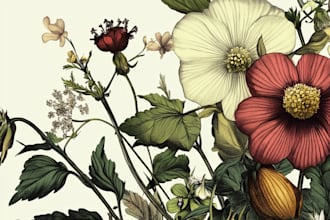 hand drawn botanical flower plants scientific illustration