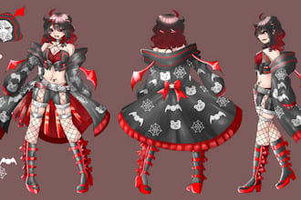 draw custom anime vtuber reference sheet model sheet for live2d vrchat