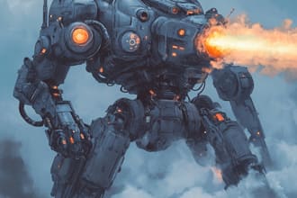 draw mecha robot,armor,gundam in anime or realism style