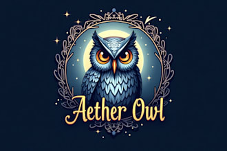 design an awesome aether owl mascot logo with express delivery