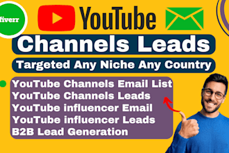 do niche based youtube channels email list