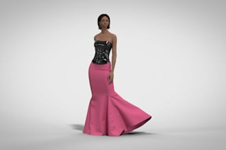 model virtual clothes, a customized fabric, and 3d animation