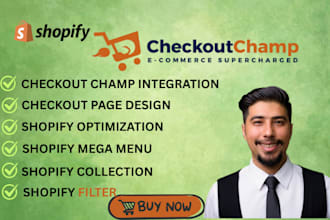 setup checkout champ, shopify mega menu ,shopify filter ,shopify checkout