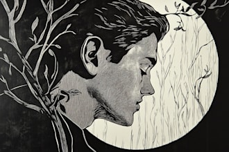 draw a custom portrait in linocut style