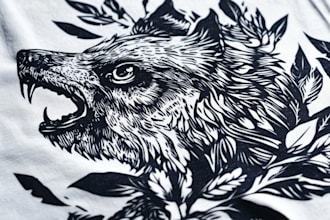 create animal linocut tshirt design for brands