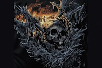 make dark art, horror or skull illustration tshirt design