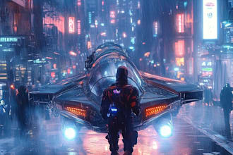 design futuristic mecha robots and pilots cyberpunk concept art