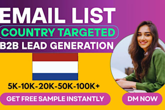 provide verified netherlands email list building, country targeted b2b lead gen
