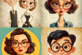create retro vintage cartoon character illustration