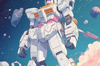 custom futuristic mecha robot character illustration art