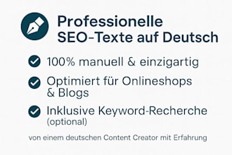 ich schreibe professionelle SEO texte auf deutsch