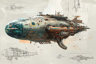 create spaceship concept art for you