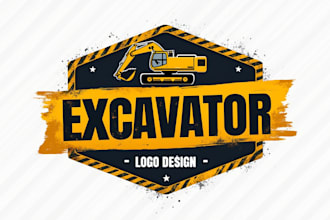 do a powerful excavator, real estate, construction, asphalt logo within 12 hours