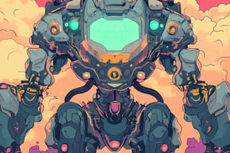 draw character or robot,mecha style