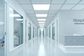 do professional 3d rendering hospital, 3d pharmacy, clinic, with 3d dental room