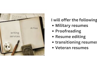 help build a professional civilian resume for transitioning military veterans