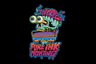 create vintage skull, alien, skateboard for logo design