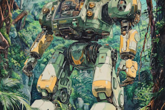 draw , transformers,  robot in anime manga style