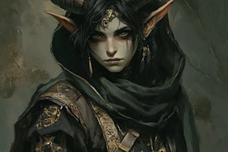 design a custom dnd character art and sheet in my unique art style