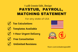 make accurate paystubs, w2, 1099, 1040 and  payroll forms created fast