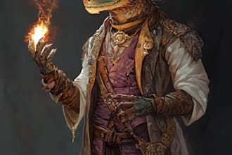 draw dnd character art, illustration, fantasy sci di concept art