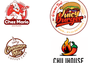 make modern food, drinks, bbq, coffee shop and restaurant logo design