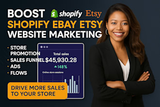 boost shopify ebay etsy website marketing store promotion sales funnel ads flows