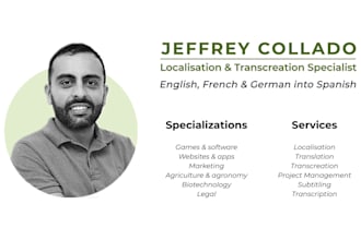 localize your content from english, french and german into spanish