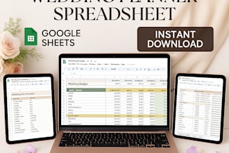 create wedding planner spreadsheet, budget planner, wedding google sheet tracker