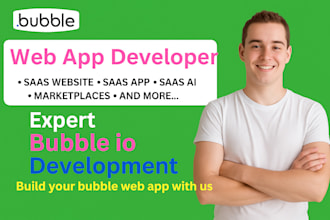 develop a custom bubble io website, bubble app, saas ai website, saas app