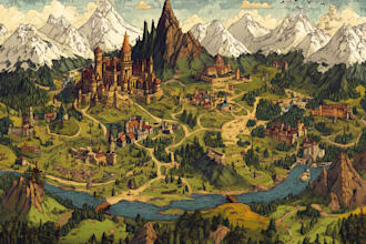 make full color hand drawn fantasy map