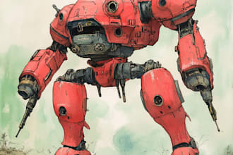 design futuristic  robots and pilots cyberpunk concept art