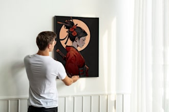 create wall art mockup design or canvas mockup for etsy