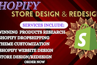 do shopify dropshipping store set up, website design, redesign shopify store
