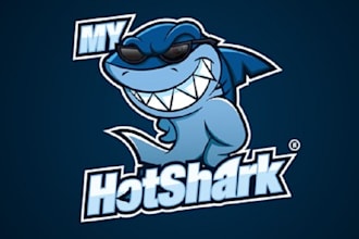 do high resolution cool and clever shark logo for a fitness