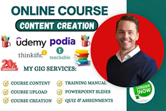 create online course content, elearning ppt slide deck voiceover video website