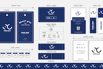 design clothing tags including hang tag, neck label, hem tag, wash care label