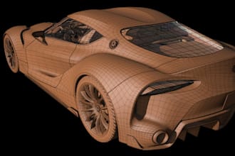 do 3d car vehicle low poly model rendering for toy, game character, 3d printing