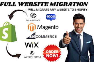 migrate bigcommerce wordpress magento wix squarespace store to shopify store
