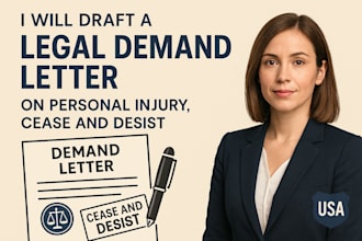 draft a legal demand letter on personal injury, cease and desist as a USA lawyer