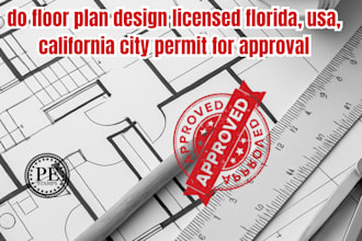 do floor plan design licensed florida, USA, california city permit for approval