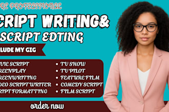 write movie script screenplay tv pilot, script writer, tv web series