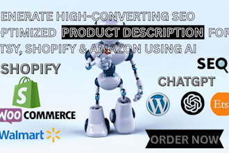 generate converting SEO optimized product descriptions for etsy shopify using ai