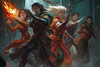 do dnd art character, dnd party, game art, sheet, fantasy art and dnd art