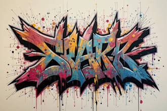 create a hand drawn graffiti and character design