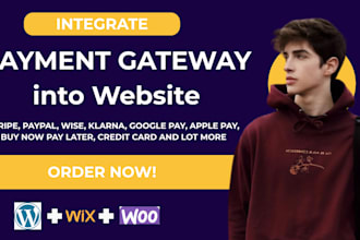 integrate paypal stripe afterpay payment shopify wix woocommerce payment gateway